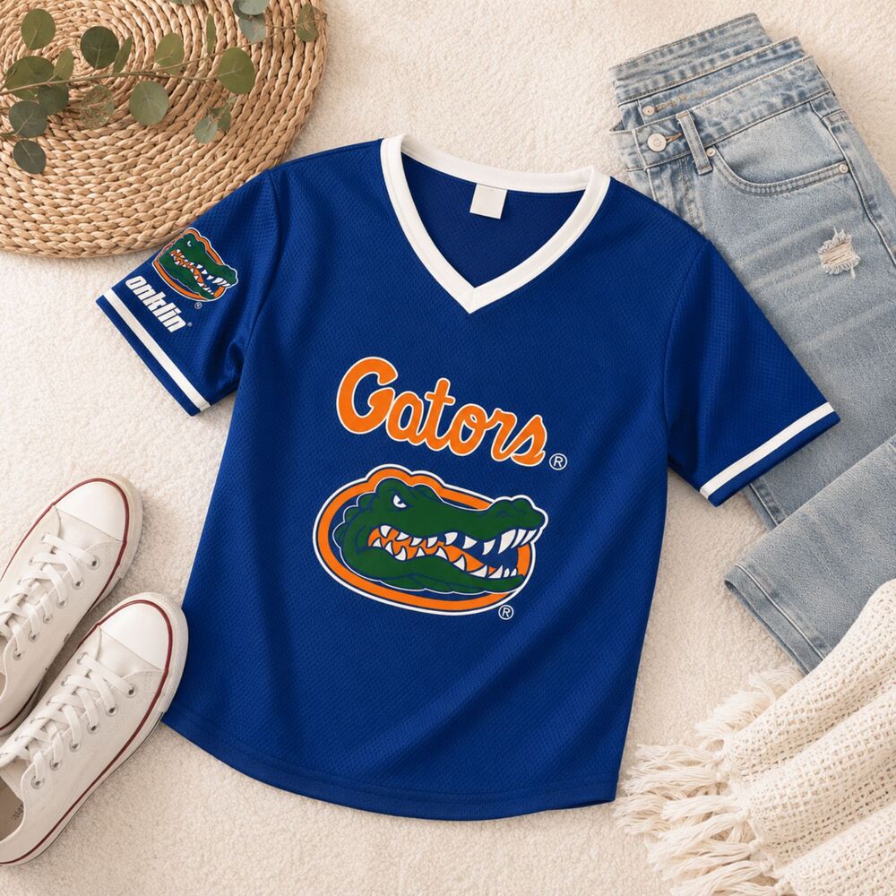 Florida Gators Franklin NCAA Blue Mesh V-Neck Jersey Shirt Youth Size Medium